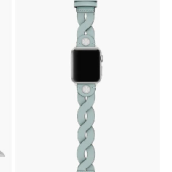 New! Tory Burch Apple Watch Band 38-45mm -Braided Leather Band-Light Blue - Picture 4 of 7